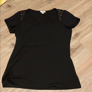 Cache black shirt with metal detail Medium